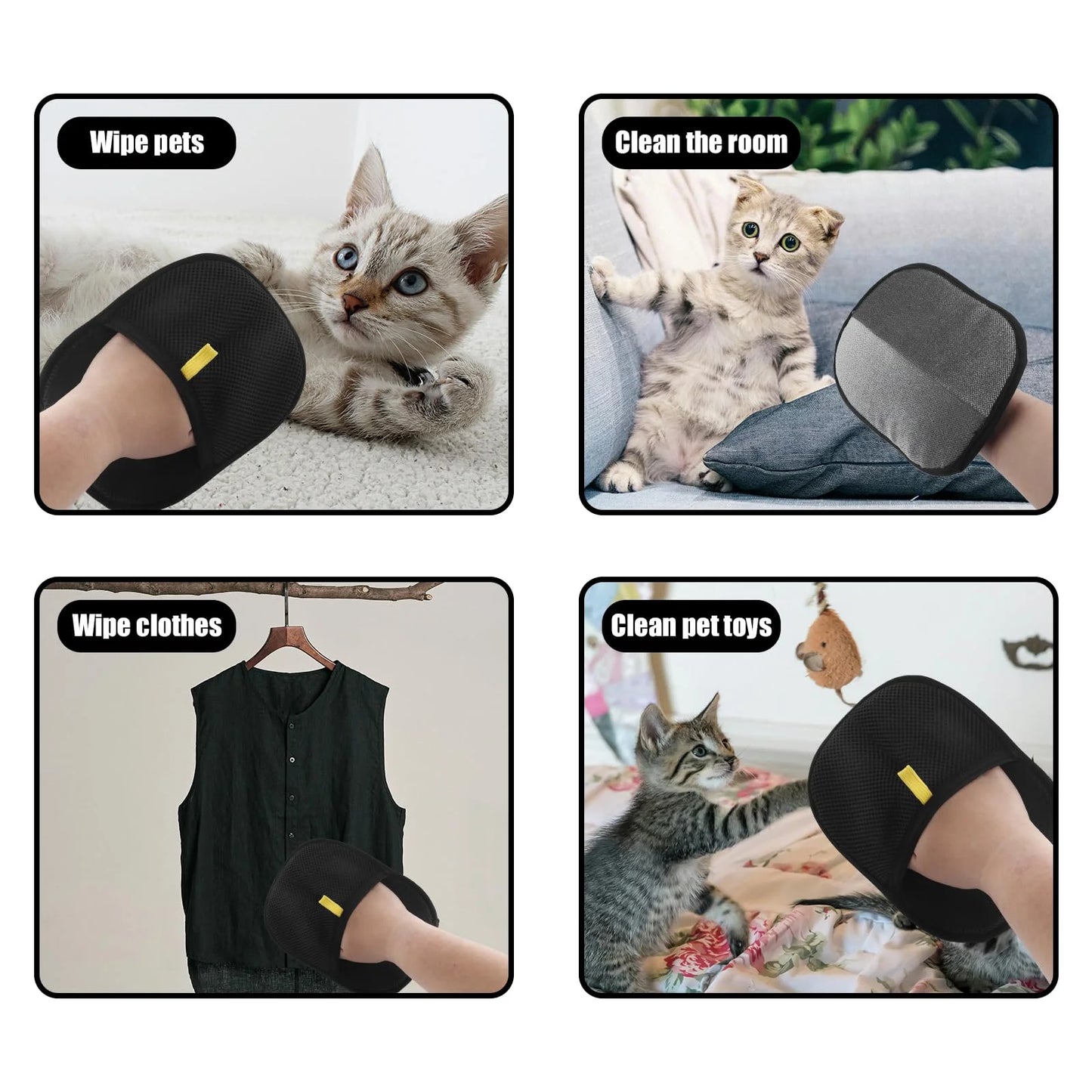Pet Hair Removal Tool – Reusable Static Removal Gloves, Double-Sided Grooming Gloves for Pets, Removes Fur from Carpets & Furniture