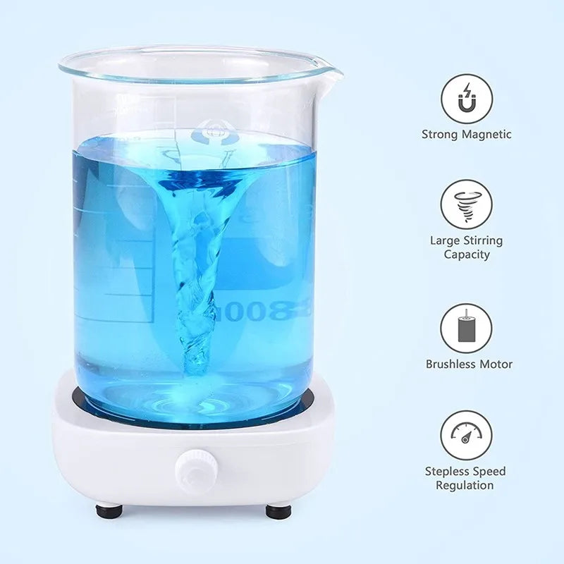 Magnetic Stirrer Mini Lab Mixer – 2L, 4000RPM, Portable Stir Plate with Stir Bar (EU/US/UK Plug)