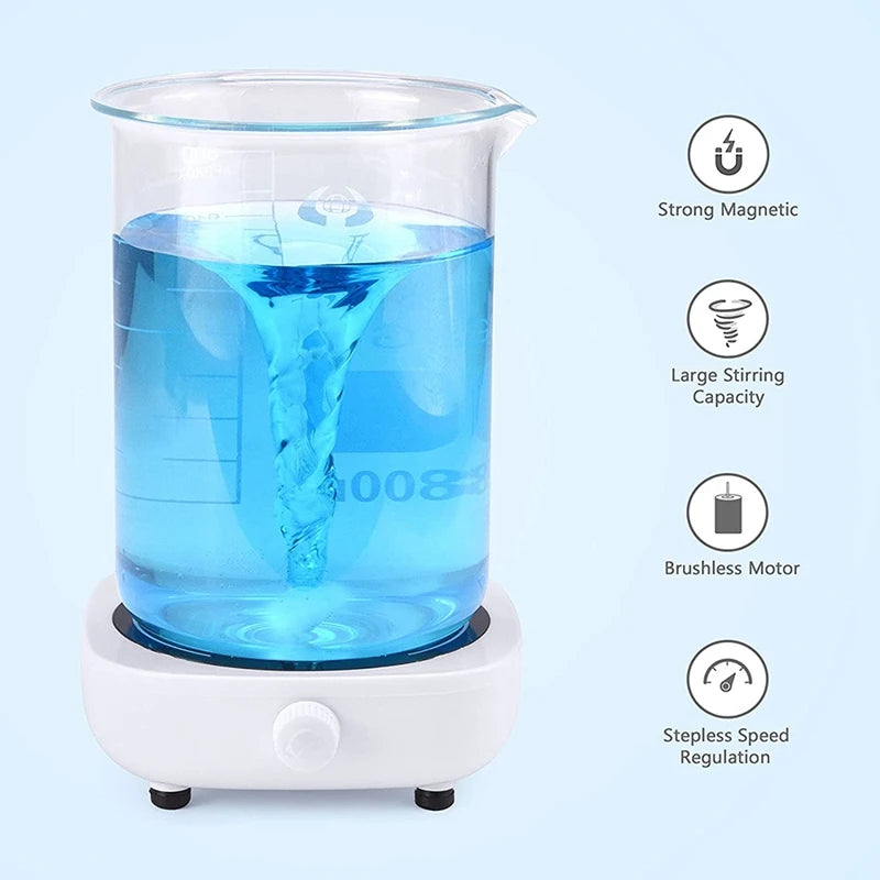 Magnetic Stirrer Mini Lab Mixer – 2L, 4000RPM, Portable Stir Plate with Stir Bar (EU/US/UK Plug)