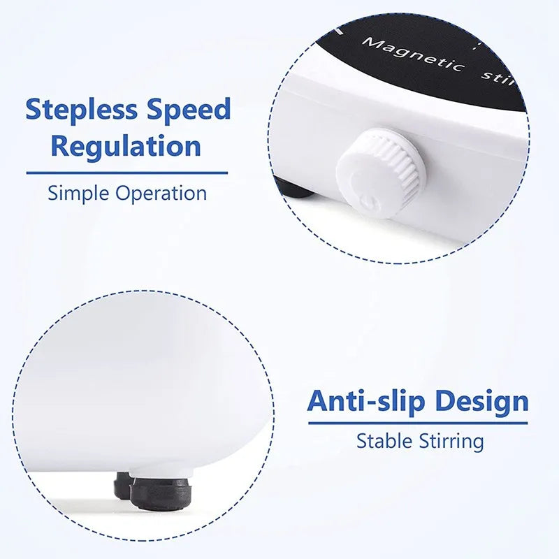 Magnetic Stirrer Mini Lab Mixer – 2L, 4000RPM, Portable Stir Plate with Stir Bar (EU/US/UK Plug)