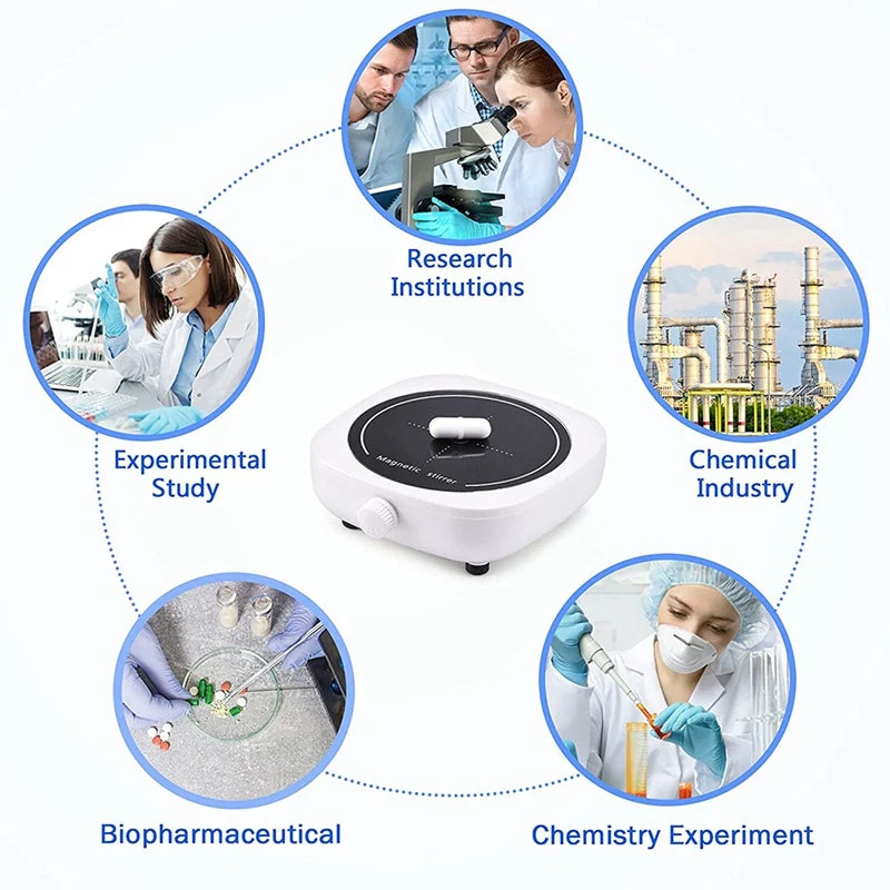 Magnetic Stirrer Mini Lab Mixer – 2L, 4000RPM, Portable Stir Plate with Stir Bar (EU/US/UK Plug)